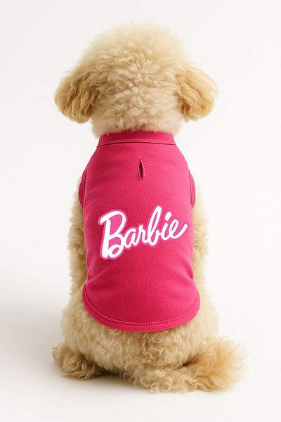 MPZ Pets 100% Cotton Cat and Dog Clothing - Barbie Printed Pink Basic Undershirt