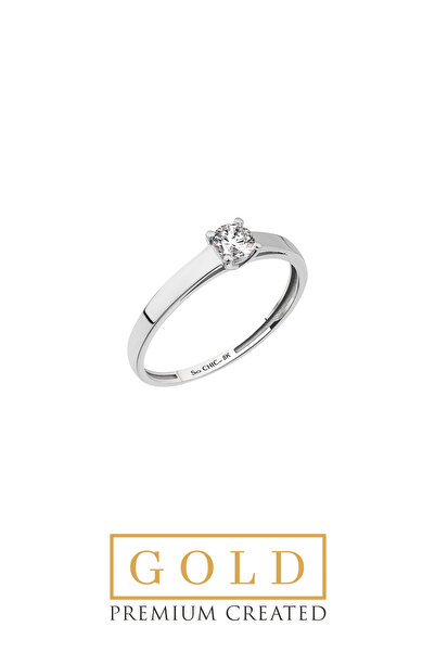 So CHIC... Beyaz Altın Sertifikalı Premium Created Taşlı 0.25 CT Effect Tektaş Yüzük
