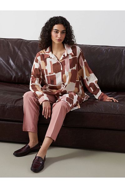 LC Waikiki Lcw Modest Brown Print Women's Shirt Tunic