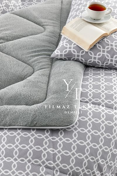 ChicMaison Double Fluffy Quilt Set |   Dowry Set |   Dowry Team |   Gray Chain