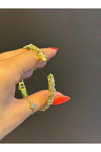 Gönülden Tasarım Steel Mineli Patterned Women's Handcuff Bracelet