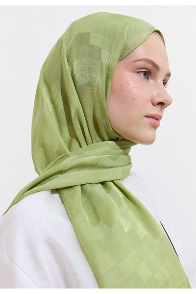 Freshscarfs Nori̇ Silk Jacquard Shal Mint
