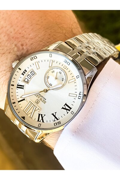 Reward Men's Wrist Watch Waterproof Silver Color Steel Cord with 24 Months Warranty