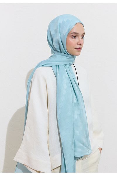 Freshscarfs Nori̇ Silk Jacquard Shal Ocean