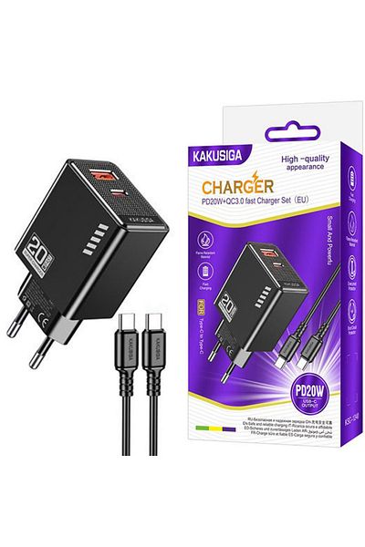 REDz Accessories Încărcător KSC-1240 cu cablu Type-C de 1 m, compatibil cu iPhone 15/16/Android, putere 20 W, negru