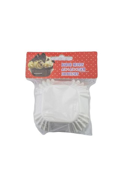 gogiva Muffin Paper Set, Square, White, 4.5x4.5x2.5 cm, 100 pcs
