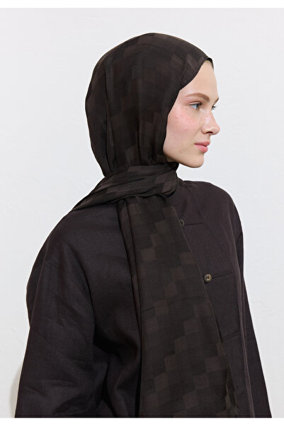 Freshscarfs Nori Silky Jacquard Shawl Bitter Brown