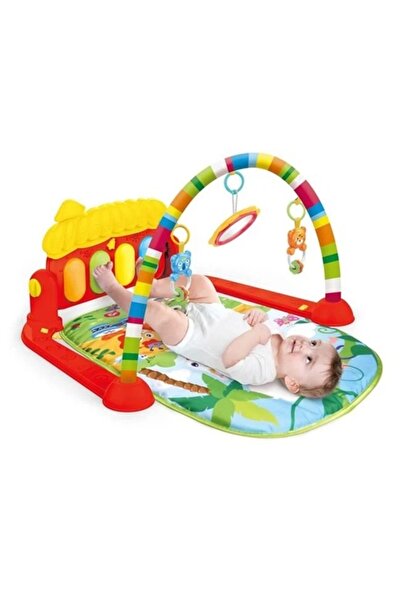 divendi-ro Covoraș de activități pentru bebeluși, cu pian, oglindă și jucării detașabile, plastic, 75x60x42 cm, roșu