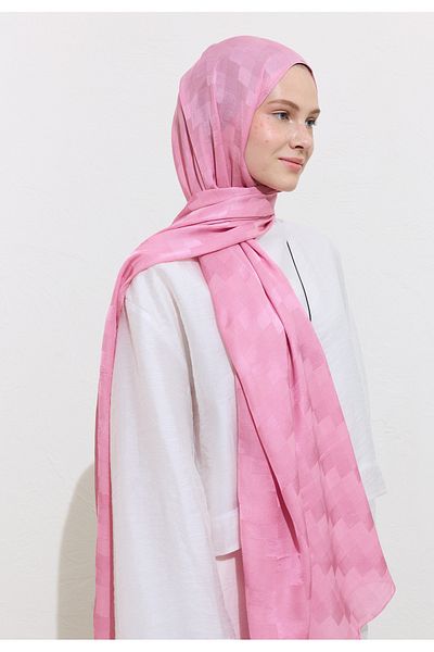 Freshscarfs Nori̇ Silk Jacquard Shal Pink