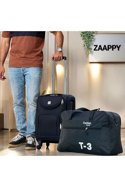 ZAAPPY Soft Material 20 Inch (7-10kg) Luggage Lightweight Cabin Size - Durable T3 Duffle Bag Combo