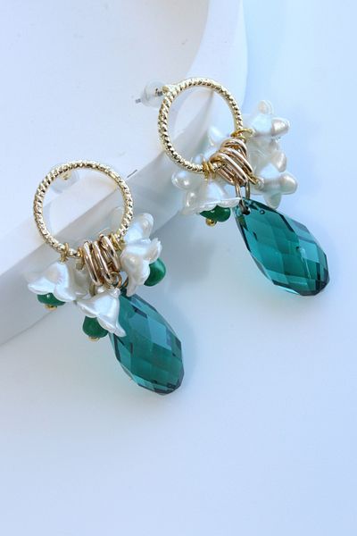 Leo'Stone Special Series Multicolor Pearl Flower Women's Steel Earrings