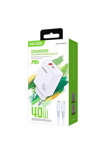 REDz Accessories KSC-937 Adapter Pack with 1M Lightning Cable, iPhone Compatible, 40W Power, White