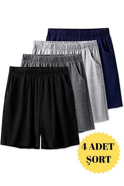 THE WHITE Men's Straight Cut Comfortable 4-Piece Shorts