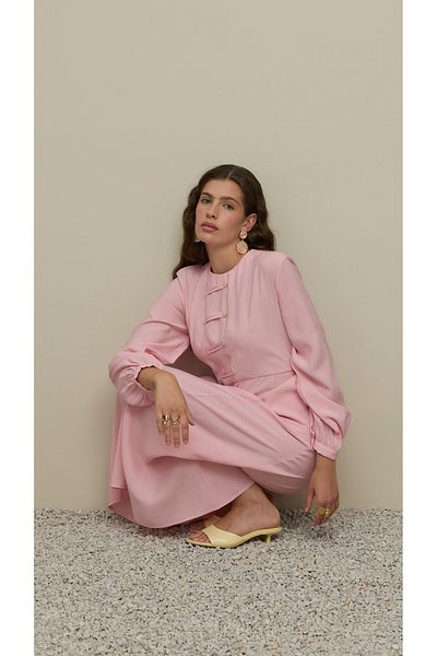 Fahhar Brit Detailed Modal Dress Pink