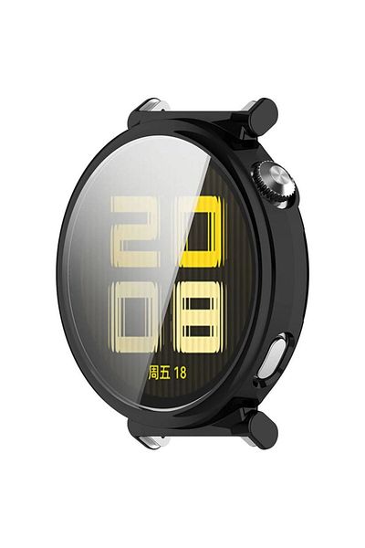 REDz Accessories Soft Protection Case with Cover, Huawei Watch GT5 (41MM), Screen Protector, Silicone, Black