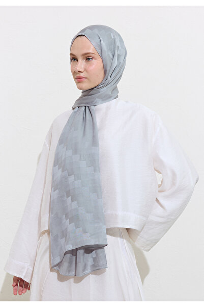 Freshscarfs Nori Silky Jacquard Shawl Silver