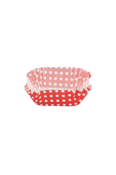 gogiva Muffin paper set, Rectangular, Red with white polka dots, 6x4.5x3 cm, 75 pcs