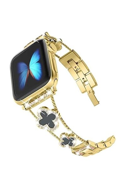 Alstrap Apple Watch 11-10 46mm 7 8 9 45mm 4 5 6 Se 44mm Uyumlu Taş Detaylı Zarif Metal Kordon