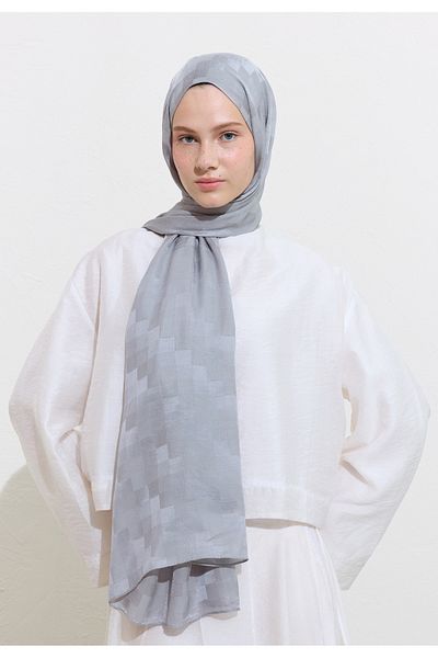 Freshscarfs Nori̇ Silk Jacquard Shal Silver