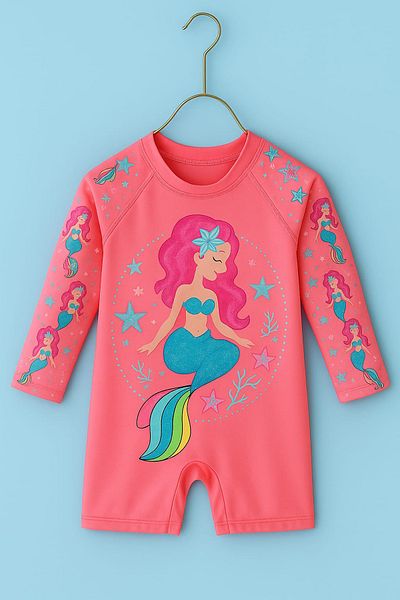 My Kids Wear Girls' Long Sleeve and Zippered Swimsuit 2 -10 Years 11903