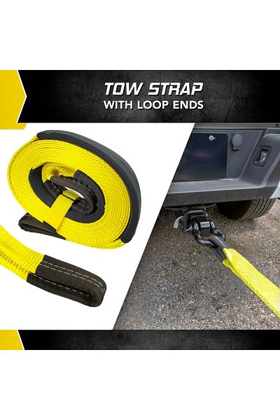 AGC Tow Rope 9M x 11CM 18000KG Heavy Duty Nylon Recovery Strap for Vehicles, 18 Ton Capacity - TR001