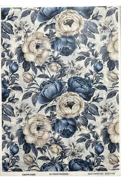 LİNEART PİRİNÇ DEKOPAJ KAĞIDI BLEU106