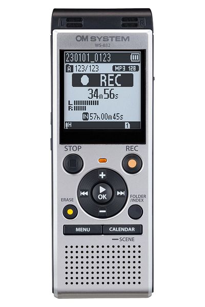 OLYMPUS LİFE Dyktafon stereofoniczny Olympus WS-882 (4GB) srebrny + baterie alkaliczne, V420330SE000