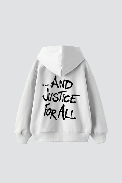 Bak Moda Metallica and Justice for All Printed Oversize Women's White Hoodie