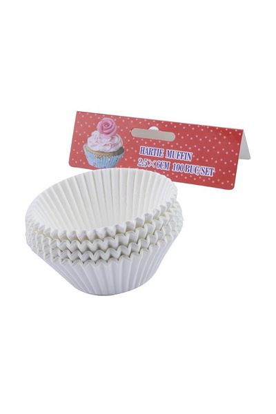gogiva Muffin paper set, White, 2.5x6 cm, 100 pcs