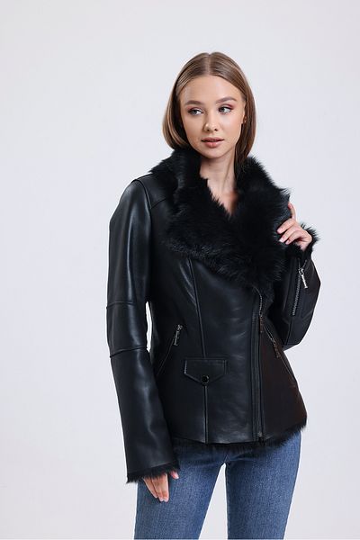By Marki Marki Women's Black Genuine Fur Coat – Tuscan Fur, Fit Cut, Zipper Detail, 63 cm - 112122t