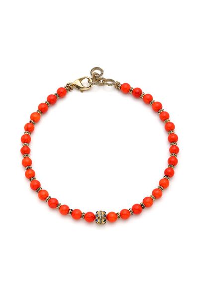 Mon Reve Lava Navy Blue Zircon & Coral Natural Stone Necklace
