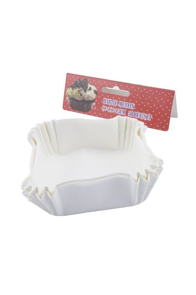 gogiva Muffin Paper Set, Square, White, 8x8x3 cm, 30 pcs