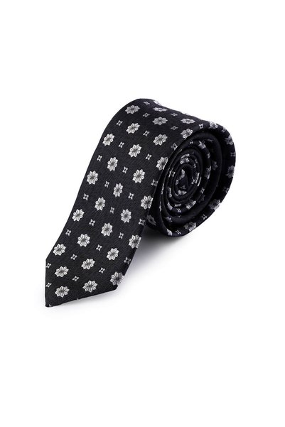 Hatemoğlu Black Patterned Classic Micro Tie