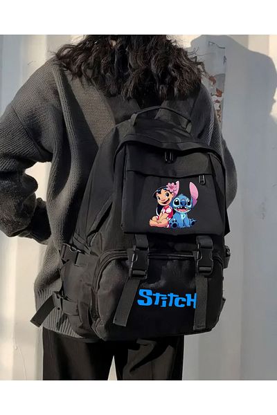 Touz Moda Geantă de școală cu spate Palaska imprimată Stitch