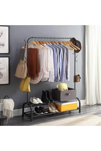 Türkiye Clothes Rack Metal Garment Racks Heavy Duty Indoor Bedroom Cool Clothing Hanger with Top Rod and Low