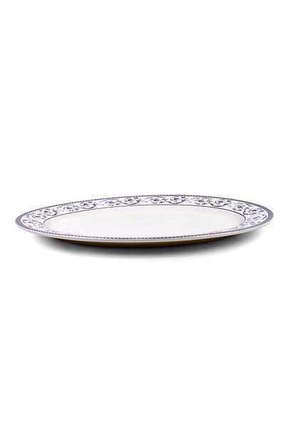 Claytan Callista 14.2 inch Hand-Glazed Ceramic Oval Platter (Purple & White Set Of 1)