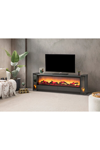 As Deko TAMBORA Şömineli Tv 180 cm Antrasit