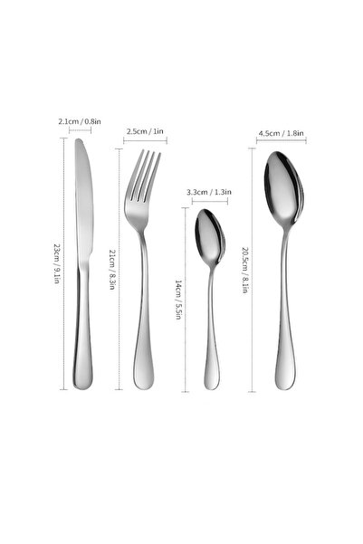 OEM Set complet de tacâmuri din oțel inoxidabil, 24 de piese, cu suport pentru tacâmuri, argintiu