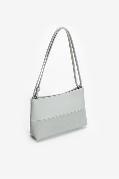 Calvin Klein Women's Zippered Shoulder Bag with Ck Monogram Extra Interior Compartment and Adjustable Strap Gray