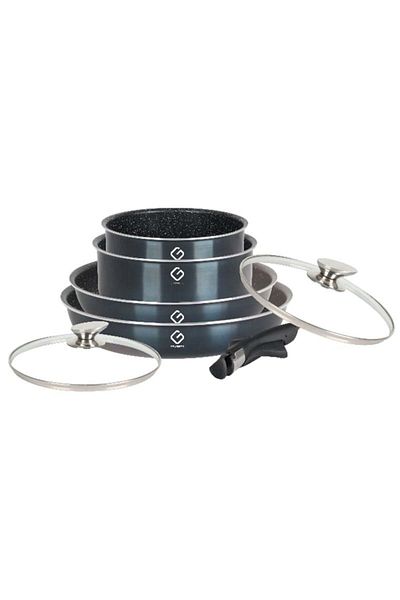 GRÜNBERG Set 7 piese, 2 cratițe și 2 tigăi, aluminiu cu strat de marmură