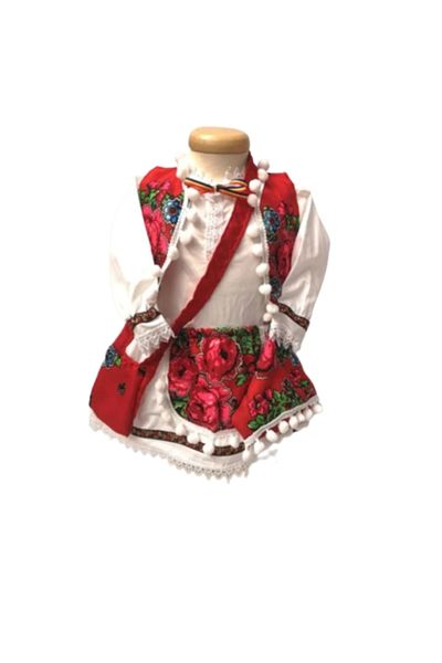 OEM Traditional costume for girls, 5 pieces, shirt, hat, bag, vest, scarf, 5-6 years