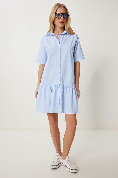 Lovelyİstanbul Ριγέ πουκάμισο με φλάντζα LFG0040 SKY BLUE WHITE