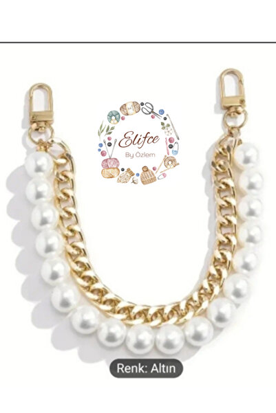 ElifceByÖzlem İncili ve Metal Zincirli Çanta Sapı