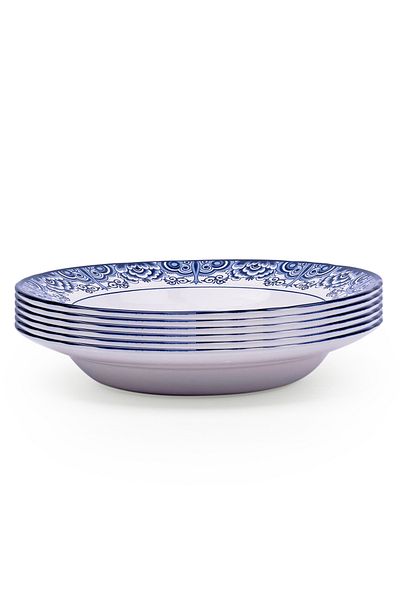 Claytan Lighthouse Blue 9-Inch Ceramic Soup Plate (Set of 6)