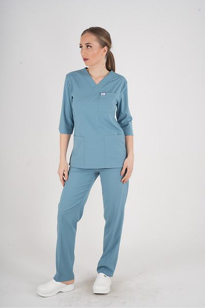 Nur Medikal Giyim Unisex Cool Petrol Blue Violet Model Scrubs Costum Doctor Asistentă Uniformă