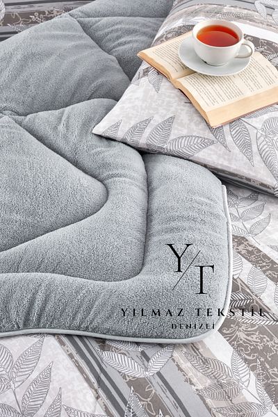 ChicMaison Double Fluffy Quilt Set |   Dowry Set |   Dowry Team |   Gray Leaf