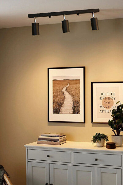 Luzarana Parma Avize Modern Metal 3’lü Tavana Yakın Mafsallı Siyah Gövde Ampü...