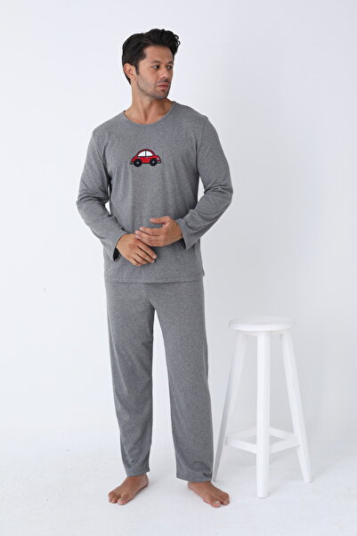 ELİTOL Чоловічий трикотажний піжамний комплект з довгими рукавами