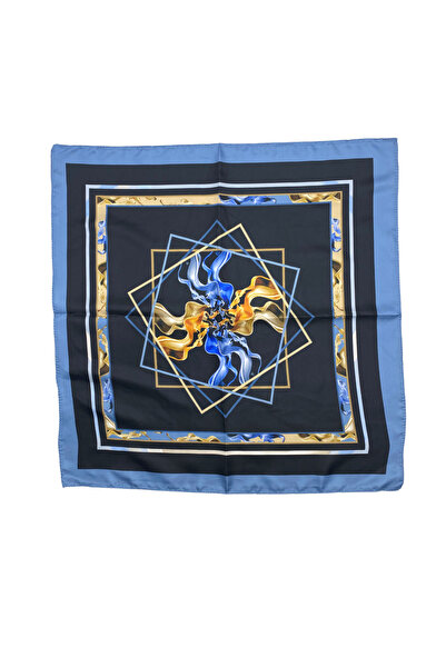 Sultan İpek İç Içe Geçmiş Kare Figürü Desenli Fular/bandana 48x48