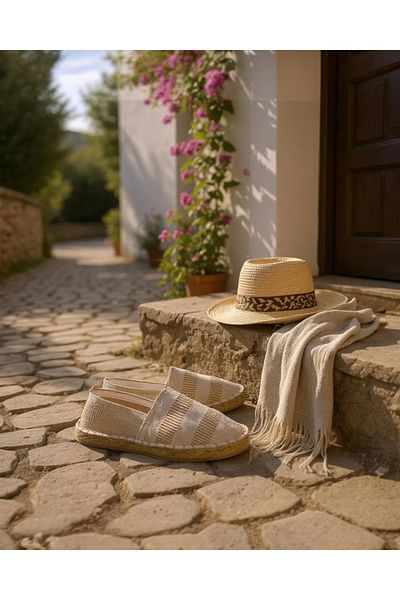 higo Basic Straw Detailed Men's Espadrille